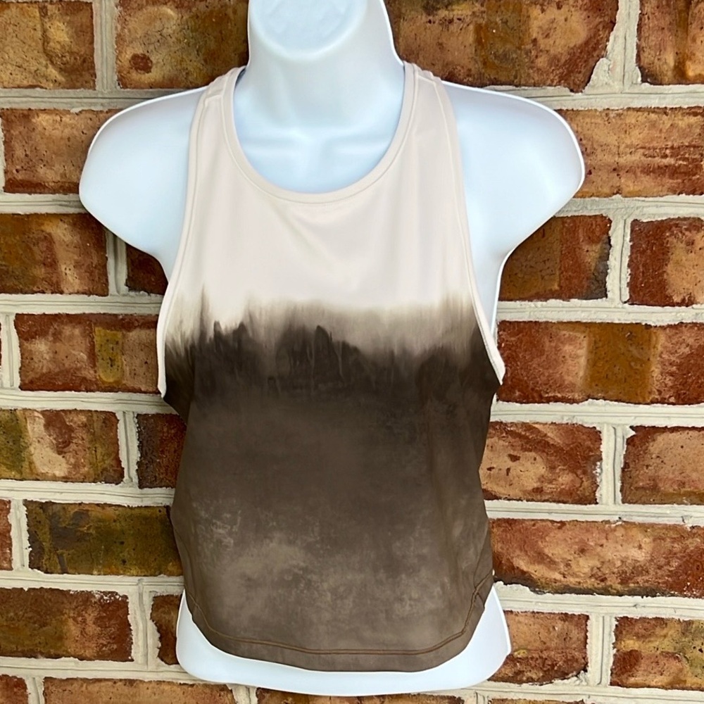 Athleta Athletic Poly Lycra spandex Brown and Cream Tank Top. Size Small